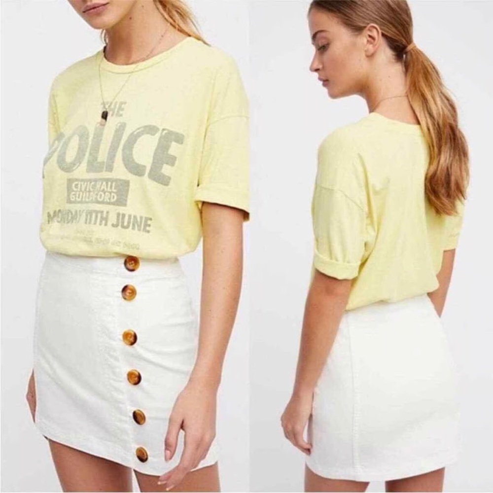 Free People Little Daisies Mini Skirt in White, Size 4